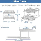 2 Tier Individual Pull Out Cabinet Organizer 27" W x 21½" D, Heavy Duty Cabinet Pull Out Shelves, Slide Out Drawers Organization for Kitchen Cabinets Bathroom - Image 3