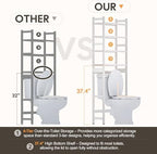 Homde Bathroom Over Toilet Storage Rack: Adjustable 4-Tier Bamboo (White) - Image 4