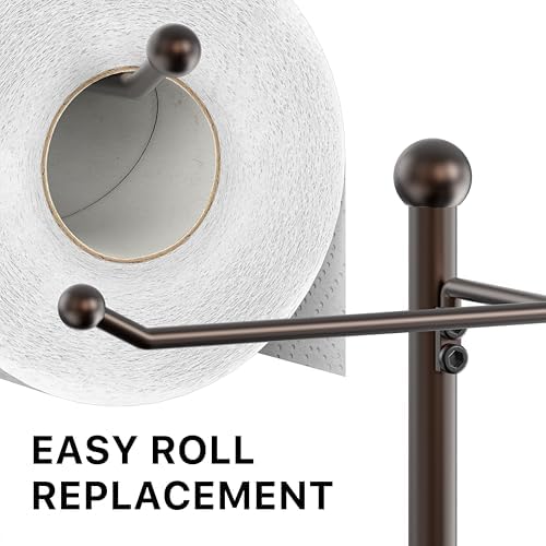 Simple Houseware English Style Toilet Paper Stand Holder w/Woodtop, Bronze - Image 6
