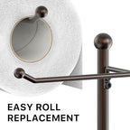 Simple Houseware English Style Toilet Paper Stand Holder w/Woodtop, Bronze - Image 6
