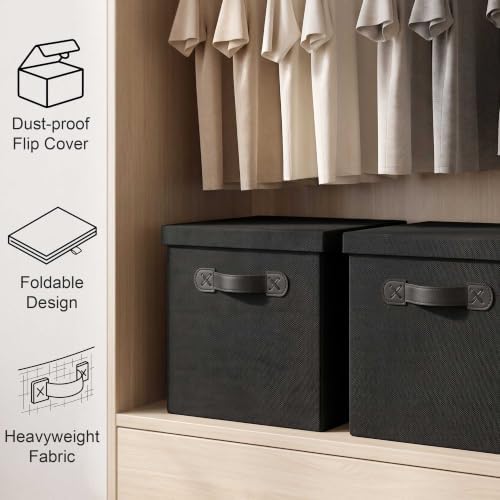 Heavy Duty Fabric Storage Bins with Lids, Collapsible Organizer Baskets - Image 4