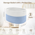 ECDYQXVU 15x10x9 Inch Woven Cotton Rope Storage Basket, 3 Pack - Image 3