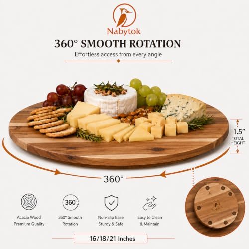 Acacia Wood Lazy Susan Turntable Organizer, 18 Inch - Image 2