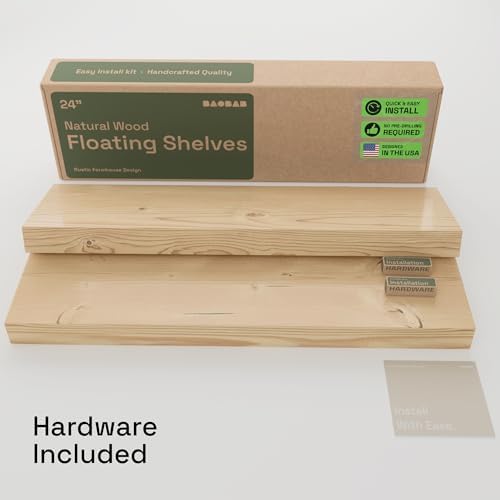 Solid Wood Floating Shelves for Wall 24 inch, Natural Wood, Wooden Shelf - Image 6