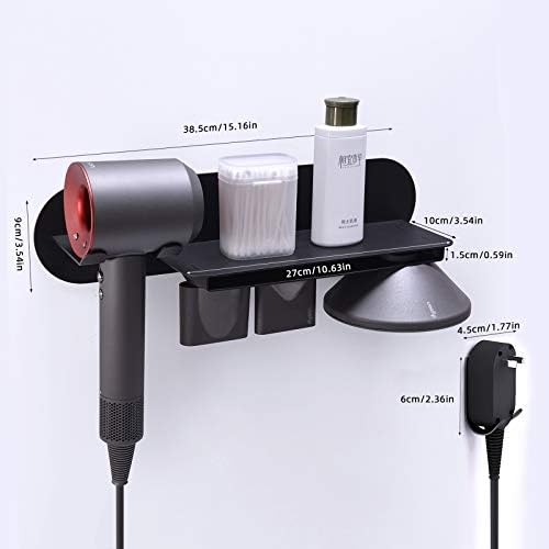 FLE Hair Dryer Stand Holder Wall Mount Storage Rack Black - Image 5