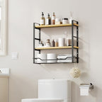 Bathroom Shelves Over Toilet Storage - 3 Tier Large Wall Mounted Shelves for Bathroom - Over Toilet Organizer - Adjustable Stand Shelf Rack for Kitchen Living Room - Black Oak - Image 7