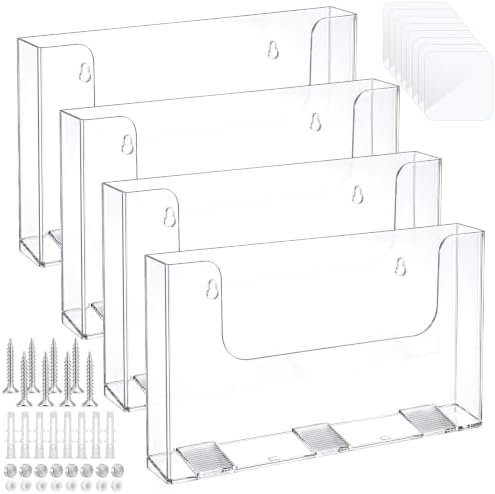 Ripeng 4 Pack Acrylic Brochure Holder Wall Mount, 11.5 x 8 Inch by Ripeng