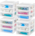 IRIS USA 4-Pack 3-Drawer Small Desktop Organizer, Stackable, White by IRISUSA