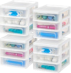 IRIS USA 4-Pack 3-Drawer Small Desktop Organizer, Stackable, White by IRISUSA