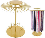 Golden Freestanding Scarf Display Rack with 30 Rods, 360° Rotating Height Adjustable Scarf Organizer, Metal Scarf Holder for Scarves, Ties, Shawls, Belts, Ideal for Boutique & Home Use - Image 4