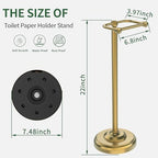 Toilet Paper Holder Stand,Free Standing Toilet Paper Holder,Modern Post Pivoting Toilet Paper Stand with Stable Weighted Base,SUS304 Stainless Steel Tissue Roll Holder Stand for Bathroom,Brushed Gold - Image 4
