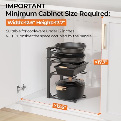 MUDEELA Pot and Pan Organizer Under Cabinet 15.75", 4-Tier Pot Rack, 2 Pack - Image 2