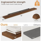 72 Inch Floating Shelves for Wall 2 Pack, Wood Wall Bathroom Shelves - Image 2