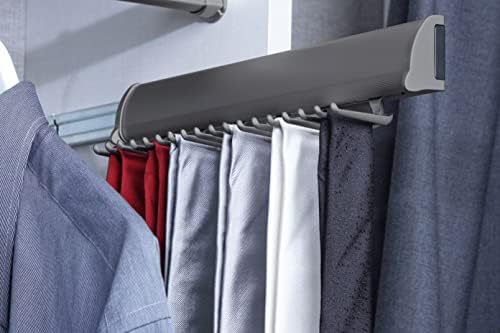 TAG Hardware Designer 15 Hook Full Extension Telescopic Tie Rack Closet Organizer (Slate) - Image 2