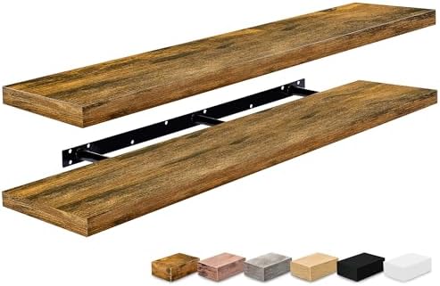 Sorbus Floating Shelves for Wall Storage (55 Inch, 2 Pack, Rustic Brown) - Image 7