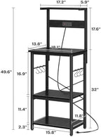 SUPERJARE 4 Tier Bakers Rack with Power Outlets, Microwave Stand with Adjustable Shelf, Kitchen Shelf Organizer for Small Space, Coffee Bar with 6 S Hooks, Kitchen Storage Rack, Black - Image 5