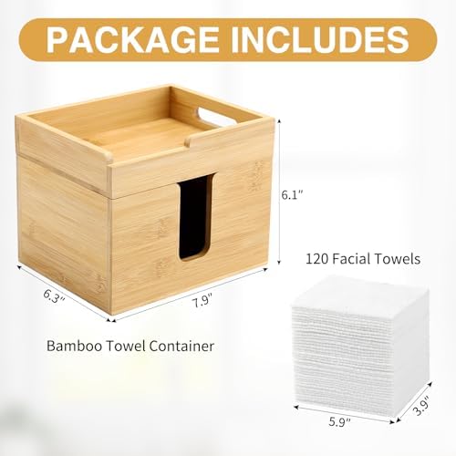Disposable Facial Towel Holder with 120 XL Towels, Bamboo Organizer - Image 6