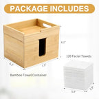 Disposable Facial Towel Holder with 120 XL Towels, Bamboo Organizer - Image 6
