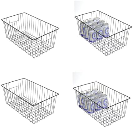 16inch Upright Freezer Organizer Baskets for 13-14,16-21 cu.ft Standup Freezer, Settle freezer chaos and reduce food waste effectively, Durable, Fully Use Space, Improve Air Circulate, Black, Pack 4 by Y.Z.Bros