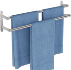 Double Towel Bar, 24Inch Towel Rack for Bathroom, Stainless Steel Double Bath Towel Bar, Wall Mounted Towel Holder, Double Towel Rod Towel Rail Hanger for Wall, Kitchen (Brush Nickel) by JIAPAIDUO