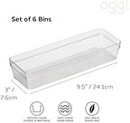 Oggi Clear Drawer Organizer - 3" X 9.5" (Set of 6) - Ideal for Organizing Kitchen Drawers, Office, Desk, Silverware, Kitchen Utensils, Cosmetics and Bathrooms - Image 2