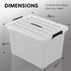 Lifetime Appliance Parts 4 PACK 91 Qt. Plastic Storage Bin Tote Organizing Container with Ultra Durable Lid & Secure Latching Buckles Stackable Extra Strength Clear w/Black Handle - Image 2