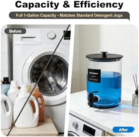 Glass Laundry Detergent Dispenser for Laundry Room Organization-2 Black - Image 4