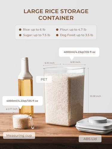 4.22Qt Airtight Food Storage Containers with Pop Lids, Set of 2 Pantry Jars - Image 4