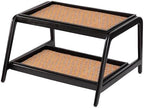 Anji Mountain Heavy Duty Waterproof Wooden Shoe Storage Mat Organizer/Boot Storage Tray Multi Use for Entryway with Coir, Tan and Blue Insert, 2 Tier, Fits 4 Pair (26.5" Wide) by AnjiMountain