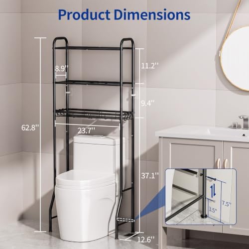 Delamu Over Toilet Storage Rack, 3 Tiers (62.8" H) Bathroom Organizer Shelf - Image 2