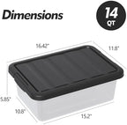 14 L Clear Storage Box with Black Lid, Medium-14 Quart, 2 Packs - Image 2