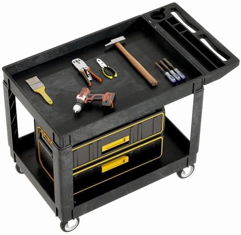 DWVO 45 x 25 in Heavy Duty Rolling Utility Cart on Wheels, Black by DWVO