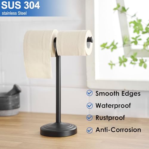 RUMOSE Matte Black Hand Towel Holder Stand Countertop Towel Rack - Image 6