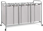 STORAGE MANIAC 5 Section Laundry Sorter, Laundry Hamper with Wheels, Gray by STORAGEMANIAC