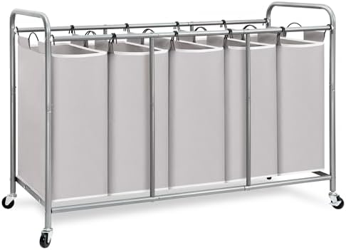 STORAGE MANIAC 5 Section Laundry Sorter, Laundry Hamper with Wheels, Gray by STORAGEMANIAC