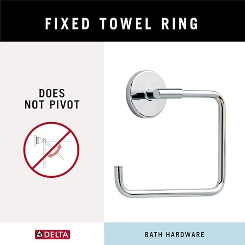 Delta Hand Towel Holder | Square Polished Chrome Ring for Hanging Towels in Kitchen, Bathroom | Trinsic Accessories,2 x 6.41 x 2 Inches (Pack of 3) - Image 2
