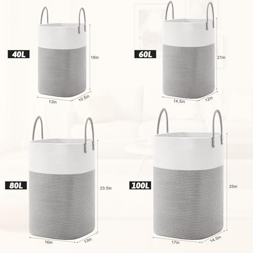 Artfeel Laundry Basket,Woven Cotton Rope Laundry Hamper,60L Versatile Storage for Dirty Clothes,Baby Toys,and Blankets in Bathroom, Nursery,and Living Room - Image 3