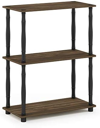Furinno TURN-N-TUBE Storage Shelves, 3-Tier Book Shelf, Corner Shelf, Toolless Open Shelves, for Organization and Storage, Living Room, Garage, Home Office, Columbia Walnut - Image 5
