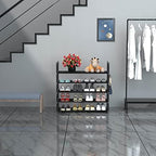 Hsscblet Shoe Rack for Closet, 5-Tier Metal Shelf Storage with Hooks, Black - Image 4