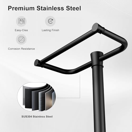 Freestanding Toilet Paper Holder Stand, Heavy Duty Matte Black Stainless Steel Toilet Paper Holder with Weighted Base, Rustproof & Tool-Free Installation for Modern Bathrooms - Image 2