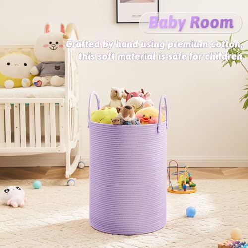 Artfeel Laundry Basket,Woven Cotton Rope Laundry Hamper,80L for Decorative Storage of Dirty Clothes,Toys and Blankets in Bathroom,Baby Room and Living Room - Image 4