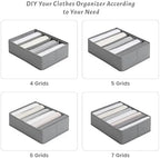 4 Packs Adjustable T-shirt Drawer Organizers for Clothing with 6 Adjustable Dividers, 7 Grids Wardrobe Storage Box, DIY Clothes Organizer for Folded Clothes, T-shirt, Legging - Image 3