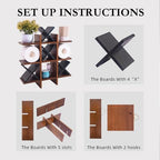 DAOYOUSKY Tic Tac Toe Toilet Paper Holder Stand with 4pcs Wooden X, Farmhouse Rustic Wall Mounted Funny Toilet Papers Storage Organizer with Shelf, Guest Bathroom Decor, Brown and Black - Image 7