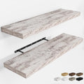 RICHFOCUS Long Floating Shelves for Wall 2Pack|Rustic White|40" Lx8 D by RICHFOCUS