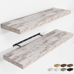 RICHFOCUS Long Floating Shelves for Wall 2Pack|Rustic White|40" Lx8 D by RICHFOCUS