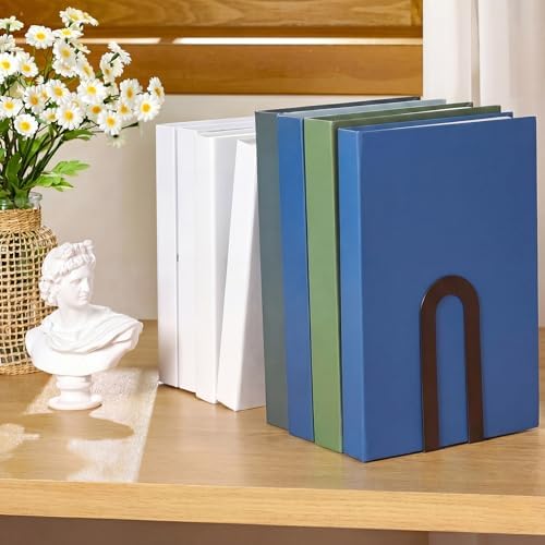 Chunful 10 Pcs Bronze Metal BookEnds Shelves, 7.5 x 5.75 x 3.5 in - Image 5