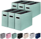 6 Packs Letter Size File Organizer, File Folders Organizer, Fabric Storage Box, Collapsible Paper Organizer with Metal Handle, Smooth PVC Rails, Only Box (Green) by ComfortKeeper
