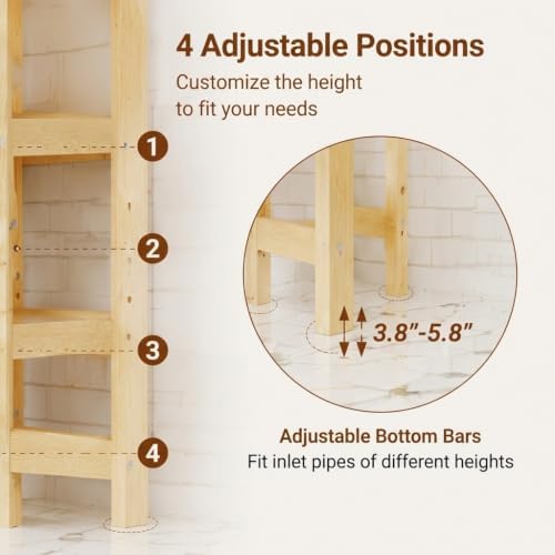 3-Tier wood over the Toilet Storage Cabinet , Simple Bathroom Storage Shelf - Image 5