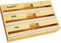 SpaceAid WrapNeat 3 in 1 Wrap Organizer with Cutter and Labels, Plastic Wrap, Aluminum Foil and Wax Bamboo Dispenser for Kitchen Storage Organization Holder for 12" Roll (Natural, 3-Slot) by SpaceAid