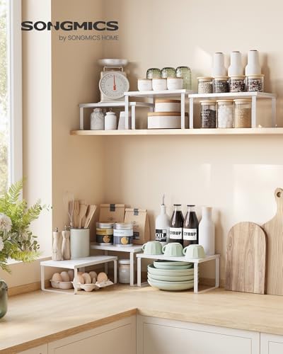 SONGMICS Cabinet Organizer Shelf, Set of 3 Spice Rack, Kitchen Storage - Image 2